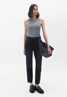 Women Black Ultra High Rise Cigarette Denim Fit Pants