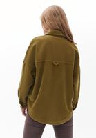 Bayan Yeşil Oversize Kadife Gömlek
