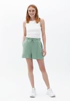 Women Green High Rise Mini Shorts