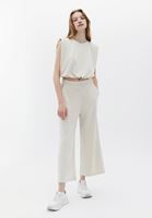 Women Cream High Rise Culotte Pants