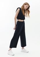 Women Black High Rise Culotte Pants