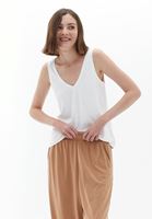 Women Cream Soft Touch V-neck Singlet