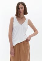 Women Cream Soft Touch V-neck Singlet