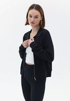 Women Black Soft Touch Loose Fit Sweatshirt