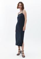 Women Black Maxi Dress with Thin Straps