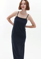 Women Black Maxi Dress with Thin Straps