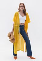 Women Yellow Loose Fit Maxi Kimono