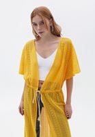 Women Yellow Loose Fit Maxi Kimono