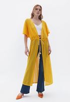 Women Yellow Loose Fit Maxi Kimono