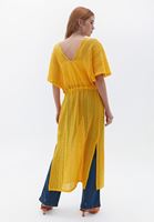 Women Yellow Loose Fit Maxi Kimono