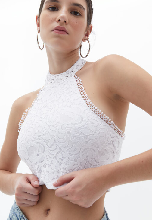 Pantolon ve Dantelli Bluz Kombini