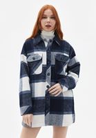 Women Mixed Oversize Shirt Jacket