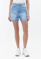 Women Blue Cotton Denim Shorts