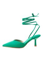 Women Green Lace-up Heels