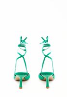 Women Green Lace-up Heels