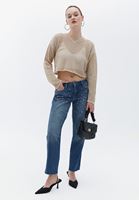 Women Blue Low Rise Cigarette Pants