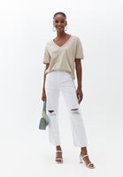 V Yaka Oversize Tişört ve Straight-Fit Pantolon Kombini