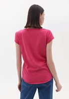 Women Pink V-Neck Loose Fit Tshirt