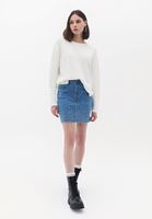 Women Blue Denim Skirt with Rhinestone Detail