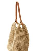 Women Beige Straw Tote Bag