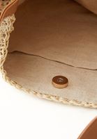 Women Beige Straw Tote Bag