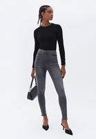 Bayan Gri Ultra Yüksek Bel Skinny Pantolon