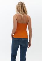 Women Orange Cotton Casual Square Neck Singlet