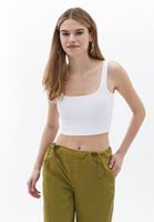 Women White Cotton Crop Singlet