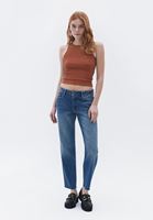 Bayan Kahverengi Halter Yaka Crop Atlet