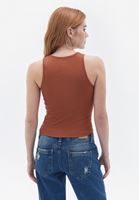 Bayan Kahverengi Halter Yaka Crop Atlet