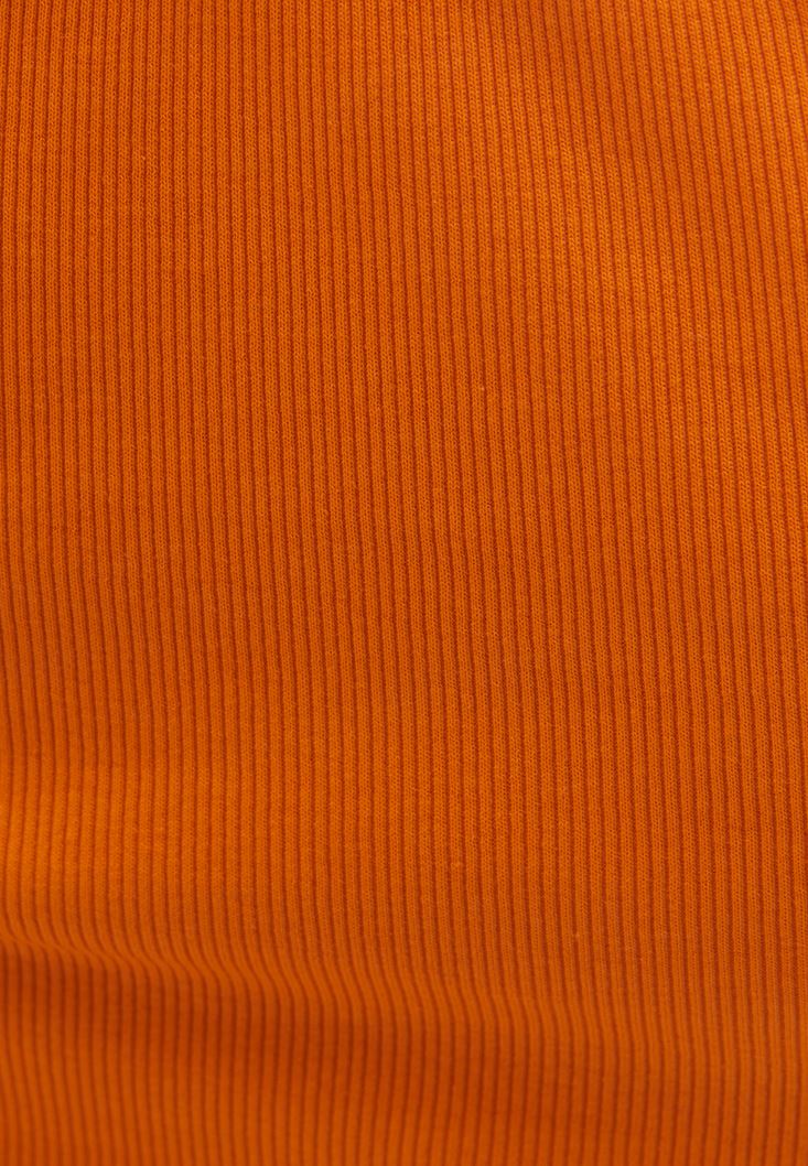 Women Orange Cotton Boat Neck Tshirt