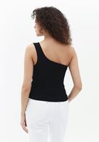 Women Black Single Shoulder Singlet