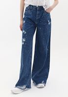 Bayan Mavi Ultra Yüksek Bel Wide-Leg Pantolon