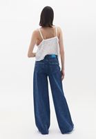 Bayan Mavi Ultra Yüksek Bel Wide-Leg Pantolon
