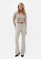 Women Beige Low Rise Vegan Leather Bootcut Pants