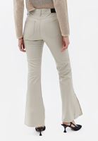 Women Beige Low Rise Vegan Leather Bootcut Pants