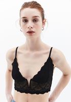 Women Black Lace Bralet with Neckline Detail