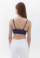 Women Blue Lace Bralet with Neckline Detail