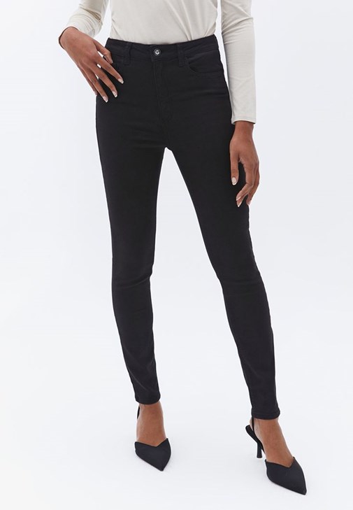 Kruvaze Yaka Bluz ve Skinny-Fit Pantolon Kombini