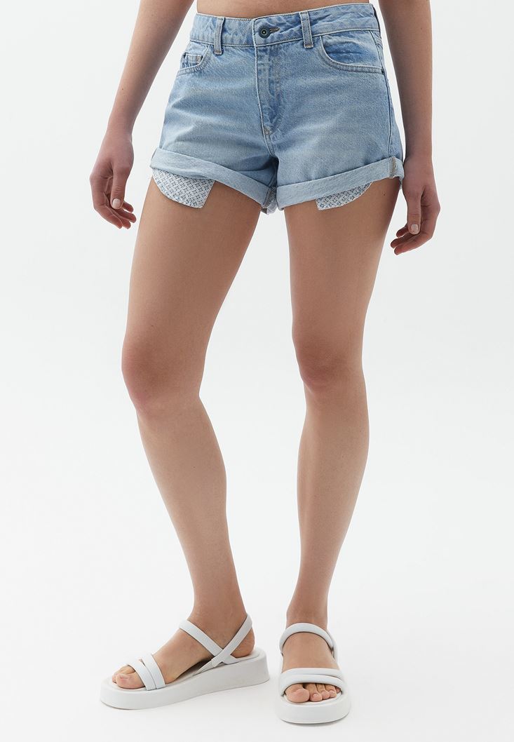 Women Blue Mid Rise Denim Shorts