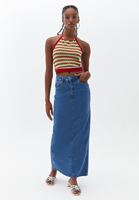 Women Blue Ultra High Rise Denim Skirt