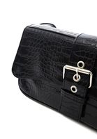 Women Black Crocodile Bag with Buckle Detail