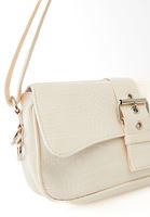 Women Beige Crocodile Bag with Buckle Detail