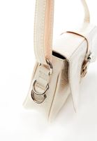 Women Beige Crocodile Bag with Buckle Detail