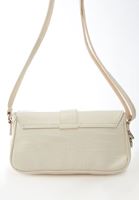 Women Beige Crocodile Bag with Buckle Detail