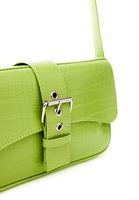 Women Green Crocodile Bag with Buckle Detail