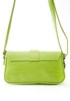 Women Green Crocodile Bag with Buckle Detail