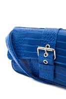 Women Blue Crocodile Bag with Buckle Detail