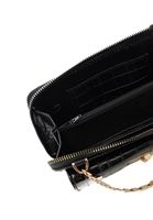 Women Black Crocodile Textured Phone Bag