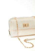 Women Beige Crocodile Textured Phone Bag